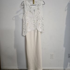 Astr White Crochet Overlay Maxi Dress